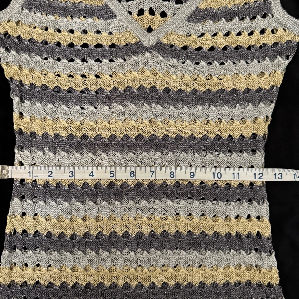 Solid & Striped Lalo Metallic Crochet Knit Mini Dress Silver Gold Size M NWT - Picture 7 of 9